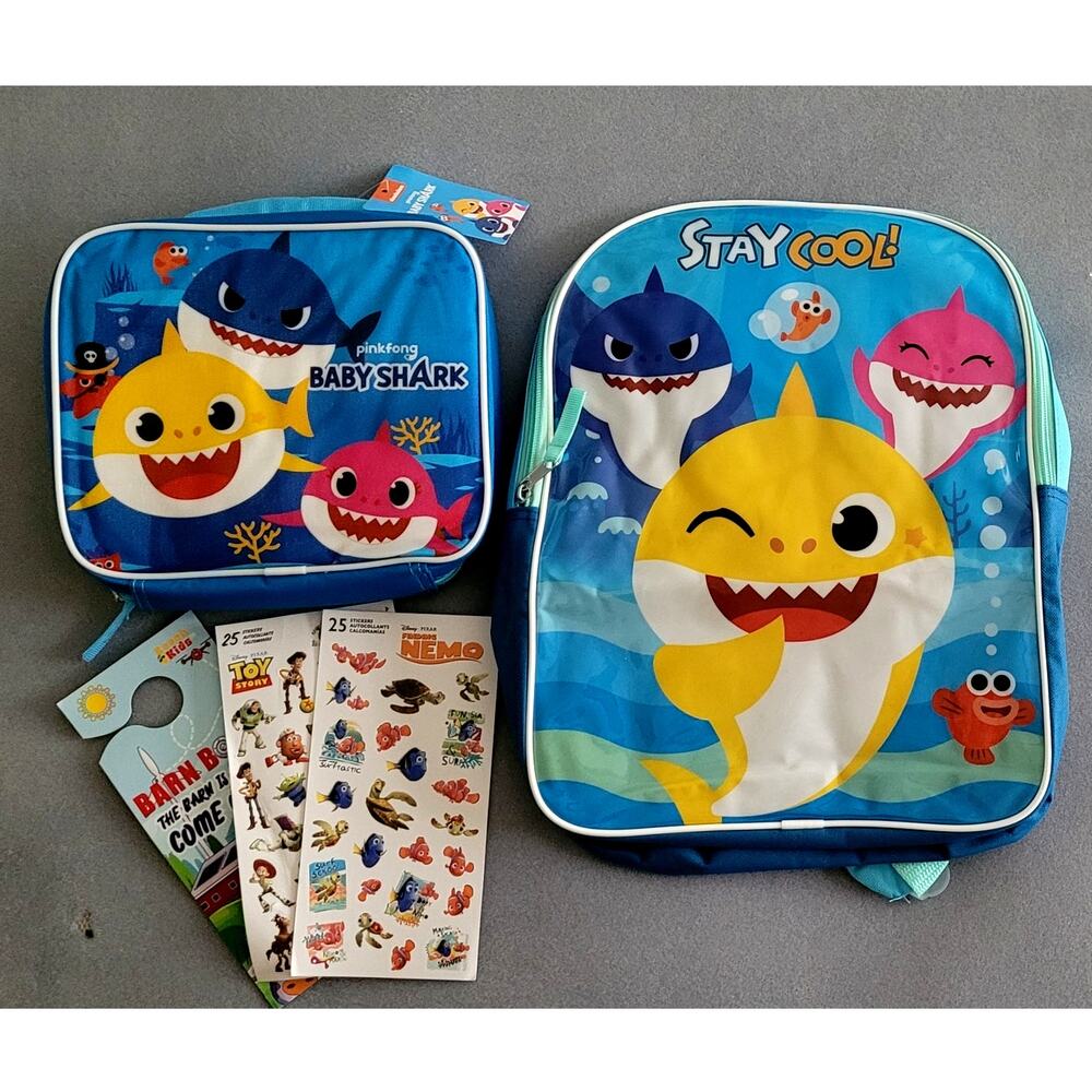 PINK FONG Kids's Baby Shark Backpack & Lunch Tote/2 pc Set -- NEW w/Tags!!!